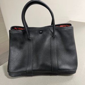 HERMES SCATTERED LETTERS SMALL GARDEN PARTY TOTE BLACK